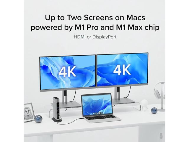 Plugable 16-in-1 Thunderbolt 4 Dock with 100W Charging, Quad 4K Monitor Setup for Thunderbolt 4 Windows, Dual 4K Monitor for Thunderbolt 4 Mac, 2X...