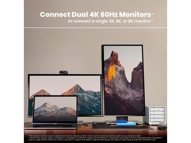 CalDigit Thunderbolt 4 Element Hub - 4X USB4 Ports, USB 3.2 Gen2 10Gb/s, Single 8K or Dual 4K Displays, 60W Charging, 0.8m Cable