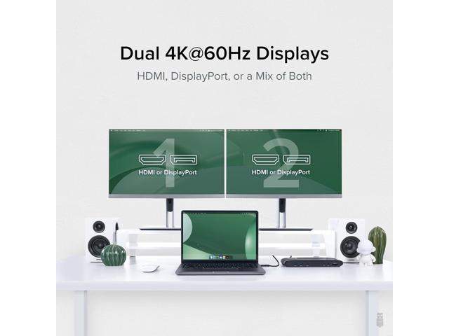 Plugable 13-in-1 USB C Docking Station Dual Monitor, 100W Charging, Dual 4K Displays 2X HDMI or 2X DisplayPort, Compatible with Mac, Windows,...