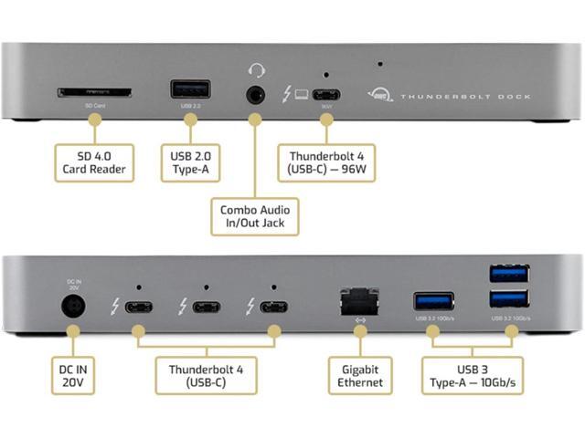 OWC 11-Port Thunderbolt Dock, 96W Charging, 8K Display or Two 5K displays, 3 x Thunderbolt, 4 x USB, GbE, Audio, SD, Compatbile M1/M2 Macs,...