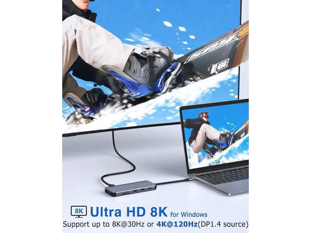 Dual HDMI Docking Station USB C to 2 Monitor 4@60Hz, LIONWEI USB C Hub with 4K@120Hz HDMI, DP, 10Gbps USB C & USB A 3.1, 1000Mbps RJ45, SD/TF, USB...