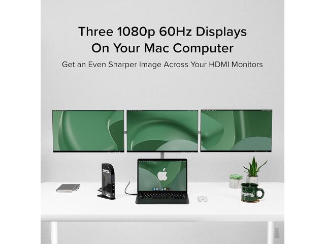 Plugable 14-in-1 USB C Docking Station 4X HDMI Quad Dock with 100W Charging, HDMI Displays Compatible with Windows, Thunderbolt (4X USB, 1x...