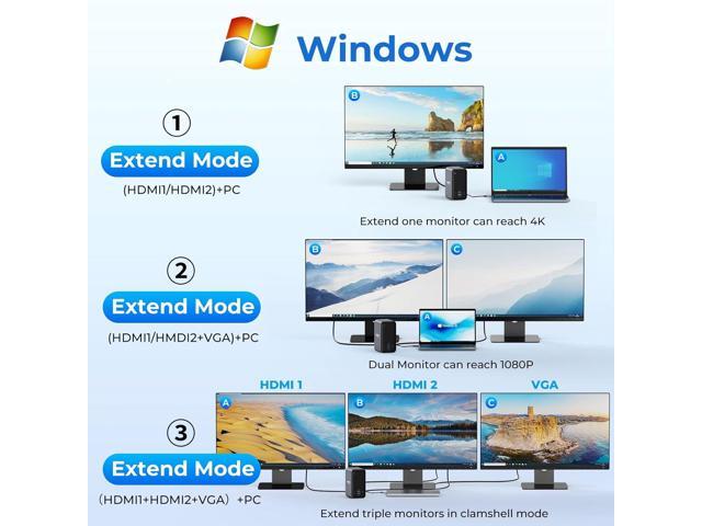 USB C Docking Station Dual Monitor, Dual HDMI USB C Dock, Laptop Docking Station with 2 HDMI Ports, VGA, 65W Power Adapter,6 USB, Ethernet, SD/TF,...