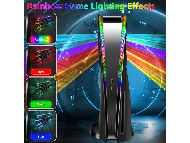 PS5 Console Plate with Vent and RGB LED Light Strip, SIKEMAY Accessories 400+ Effects LED Light Ring Console Cover for Playstation 5, PS5 Side...
