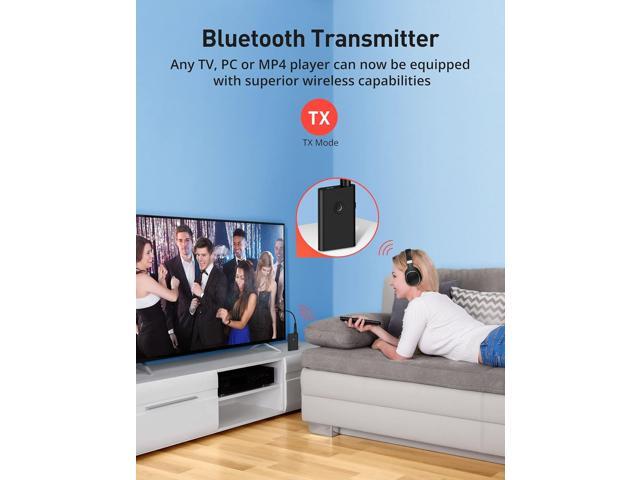 V5.0 Bluetooth Transmitter Receiver for TV PC, 2-in-1 AUX Audio Adapter, Wireless 3.5mm Bluetooth Adapter for Headphones/Car/Home...