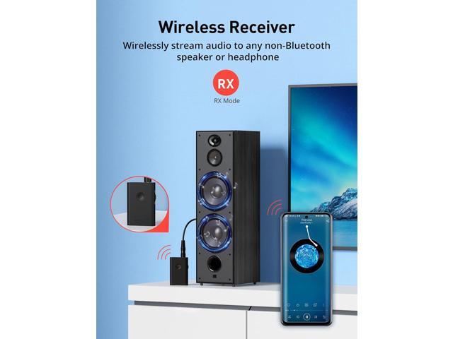 V5.0 Bluetooth Transmitter Receiver for TV PC, 2-in-1 AUX Audio Adapter, Wireless 3.5mm Bluetooth Adapter for Headphones/Car/Home...