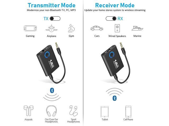 1Mii Bluetooth 5.3 Transmitter Receiver for TV, Bluetooth Adapter for TV aptX Low Latency Dual Link, 3.5mm Bluetooth Audio Transmitter for MP3...