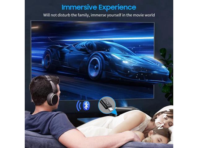 JIMTAB USB Bluetooth Adapter,Bluetooth 5.0 Transmitter Receiver 2 in 1 Wireless Bluetooth Converter Built-in 2 3.5mm Audio Bluetooth for TV, Home...