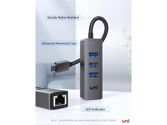 uni USB C Ethernet Adapter, USB C HUB Ethernet 1Gbps with USB 3.0 [Driver Free] for Hard Drive Keyboard Mouse, Compatible with MacBook Pro/Air,...