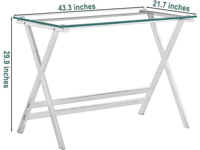Tempered Glass Computer Desk Modern Student Writing Study Desk,Small Computer Desk,Home Office Desk