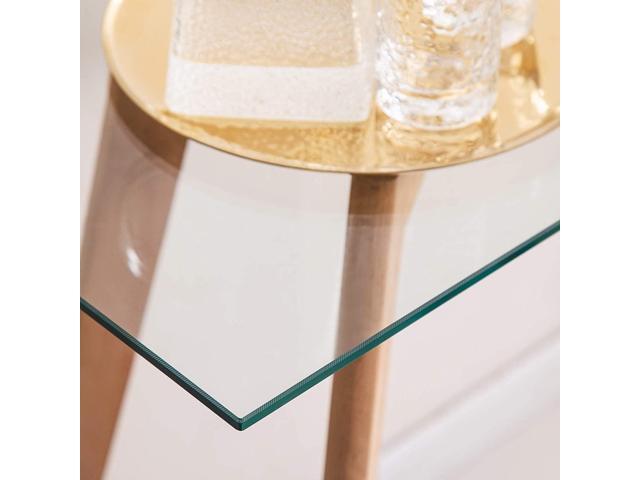 ivinta Glass Console Table, Narrow Entryway Hallway Table Modern Foyer Table with Solid Wood Legs for Entryway Living Room