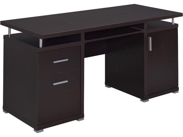 COASTER Computer Desk with 2 Drawers and Cabinet Cappuccino