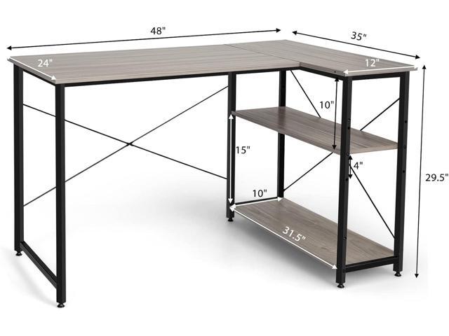 Tangkula L-Shaped Computer Desk with Reversible Shelves, 48 Inch Corner Computer Desk, Modern Writing Study Desk Home Office Workstation, Space...