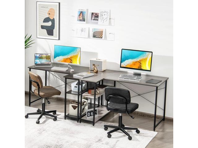 Tangkula L-Shaped Computer Desk with Reversible Shelves, 48 Inch Corner Computer Desk, Modern Writing Study Desk Home Office Workstation, Space...