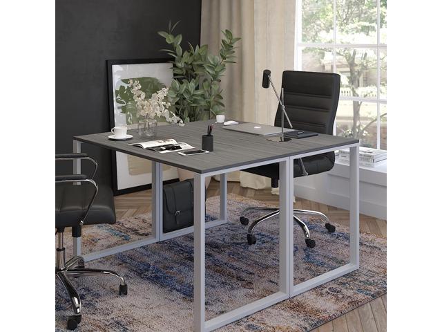 EMMA + OLIVER Industrial Modern Desk-47 L Commercial Grade Home Office Desk-Rustic Gray/White