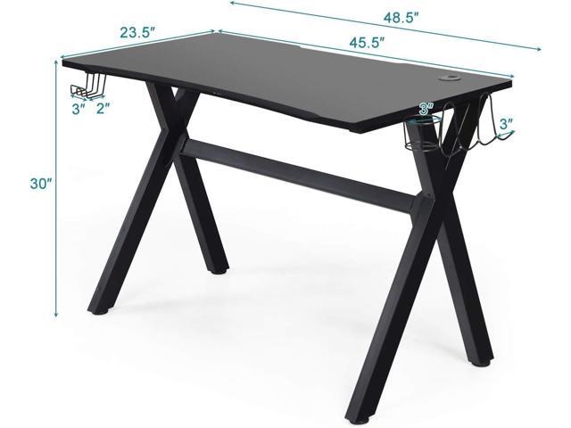 Tangkula Computer Desk Gaming Desk, Ergonomic E-Sports Desk with Cup & Headphone Holder and Mouse Pad, Gamer Workstation with Carbon Fiber Surface...