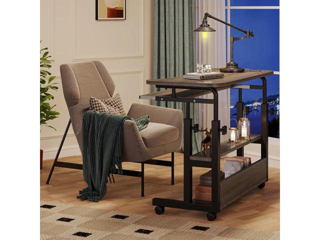 Tribesigns Portable Desk with Power Outlets, Height Adjustable Side Table Sofa Couch Bedside Laptop Computer Cart with USB Charging Ports, Mobile...
