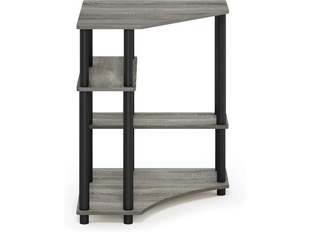 FURINNO Turn-N-Tube Space Saving Corner Desk, French Oak Grey/Black