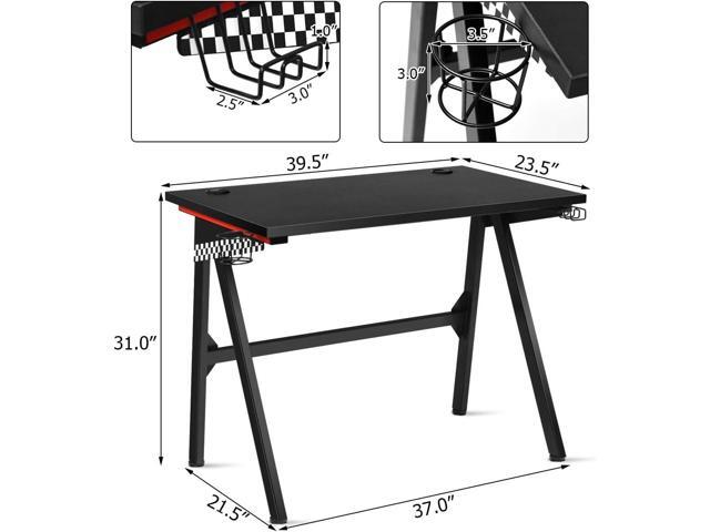 Tangkula Computer Desk Gaming Desk, E Sports Gamer Table, Professional Gamer Workstation with Cup Holder, Headphone Hook, Ergonomic PC Gaming...
