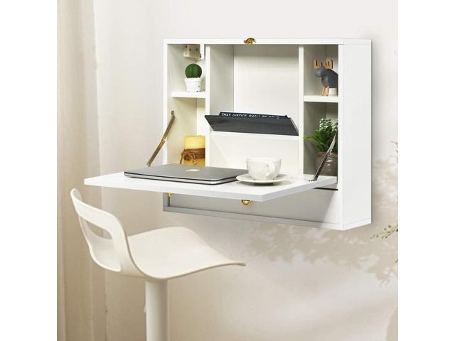 WATERJOY Storage Chests,Wall Foldable Cabinets,Hideaway Storage with Drawer,Small Folding Hanging Storage Cabinets Working Table Computer Desk...