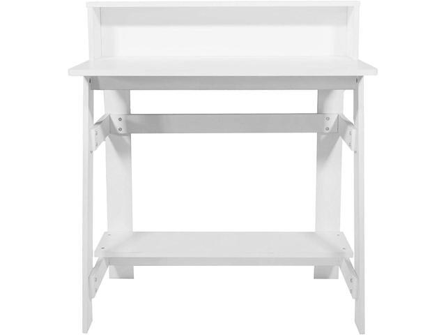 OneSpace Lennox Hutch Computer Desk, Small Desk for Home Office, Compact Writing Desk, White