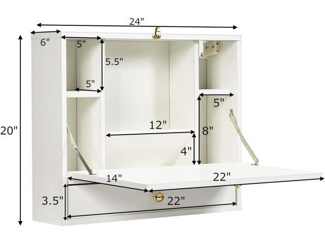 WATERJOY Storage Chests,Wall Foldable Cabinets,Hideaway Storage with Drawer,Small Folding Hanging Storage Cabinets Working Table Computer Desk...