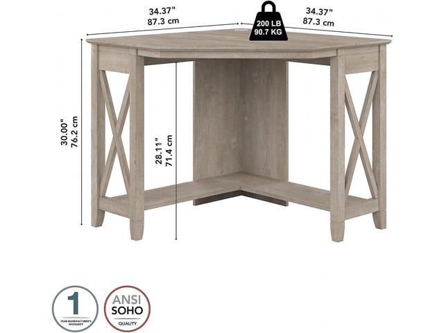 Bush Furniture Key West Small Corner Desk, Washed Gray
