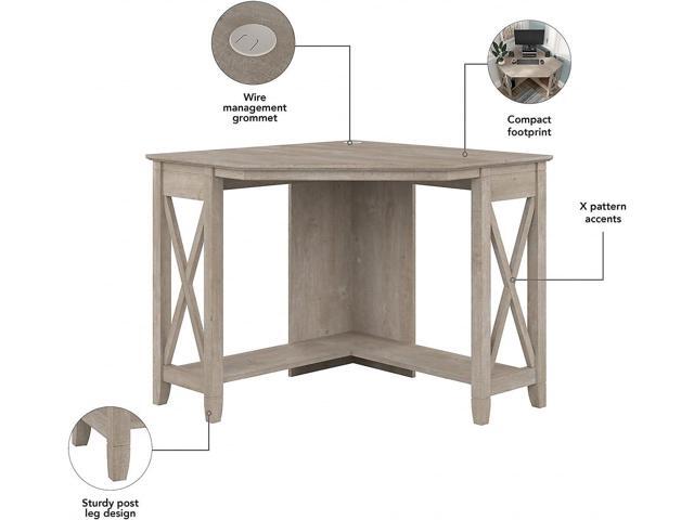 Bush Furniture Key West Small Corner Desk, Washed Gray