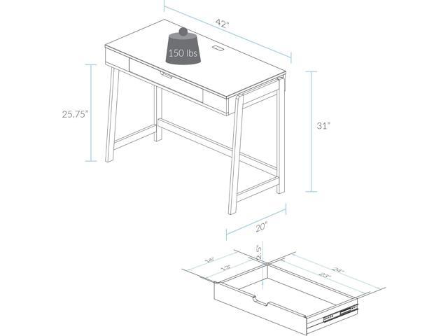 Neorustic Smart Desk with USB Ports, Solid American Maple Legs