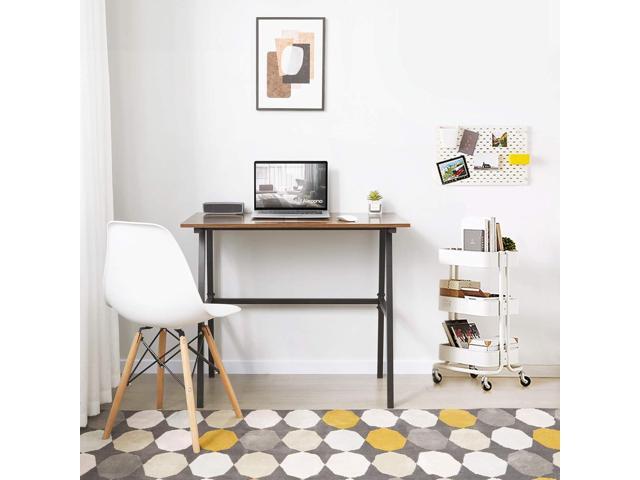 Alecono Small Computer Desk 35'' Study Writing Desk for Small Spaces Modern Simple Metal Frame Rustic Brown