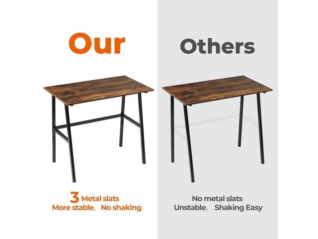 Alecono Small Computer Desk 35'' Study Writing Desk for Small Spaces Modern Simple Metal Frame Rustic Brown