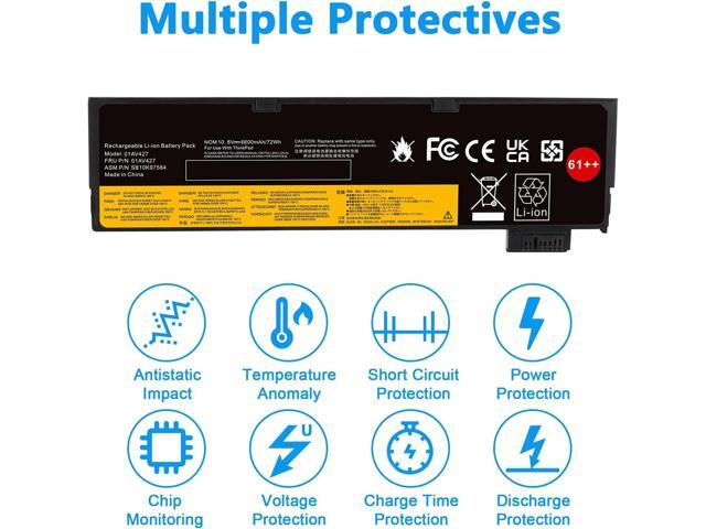 T480 T470 01AV427 61++ Laptop Battery Replacement for Lenovo Thinkpad A475 A485 T570 T580 TP25 P51S P52S Series Notebook 01AV492 01AV427 01AV428...