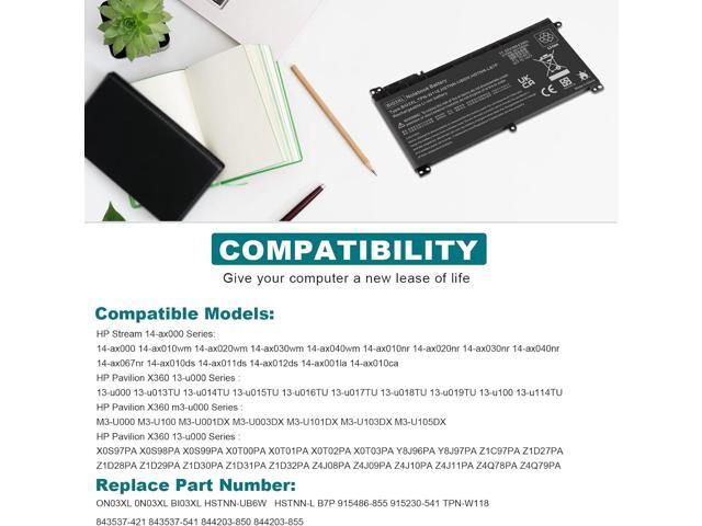 TREE. NB BI03XL 0N03XL 844203-850 844203-855 Laptop Battery for HP Pavilion X360 m3-u m3-u001dx 13-u HSTNN-UB6W HSTNN-LB7P 915486-855 915230-541...