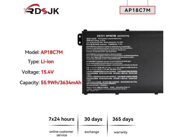 AP18C7M Laptop Battery for ACER ConceptD 3 CN315-72 Spin 5 SP513-54N SP513-55N Swift 3 SF313-52 SF313-52G SF313-53 SF514-55T SF514-55TA Swift 5...