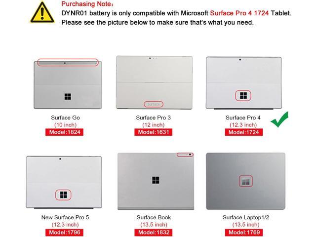Dentsing DYNR01 G3HTA027H Laptop Battery Compatible with Microsoft Surface Pro 4 1724 Tablet G3HTA026H 7.5V 38.2Wh 5087mAh with Tools