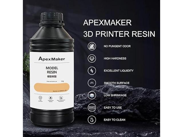 ApexMaker 3D Printer Resin, 1000g, High Precision, Low Odor, Quick Curing Standard Photopolymer Resin, 385-405nm UV Curing 3D Printing Liquid...