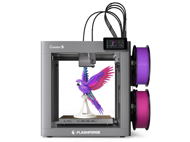 FLASHFORGE Creator 5 4-Toolhead Multi-Color 3D Printer, 256 x 256 x 256mm, 600 mm/s, Auto Leveling