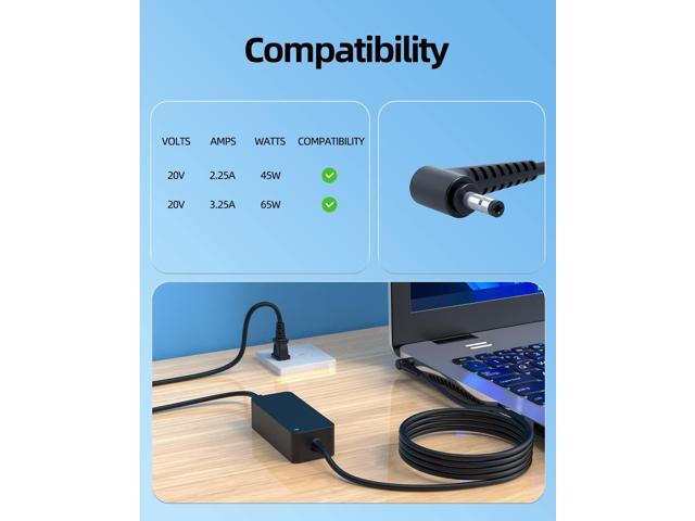 Superer 65W 45W Charger Fit for Lenovo IdeaPad 1 1i 3 3i 5, Slim 1 3 5, Yoga 710 330, IdeaPad 330S S145 S340 L340, Flex 14 15, Chromebook N22 N23...