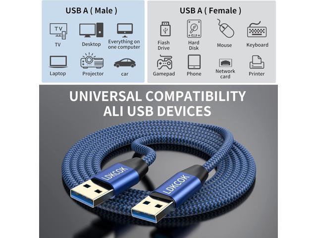 USB to USB Cable 20FT,Durable Braidedfor USB 3.0 Male to Male Type A to Type A Cable Data Transfer Compatible with Hard Drive, Laptop, DVD Player,...