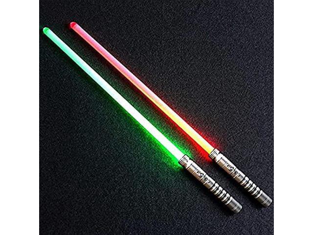 Children'S Toy Lightsaber, 2 Lightsabers, 7 LED Colors Can Be Changed, Including Lightsaber Connector 001Silver