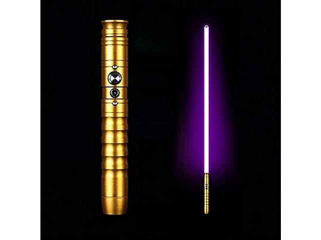 Lightsaber Jedi Sith Aluminum Hilt Changing Led Light Saber Support Heavy Dueling for Adult GoldenHandle-purpleLight