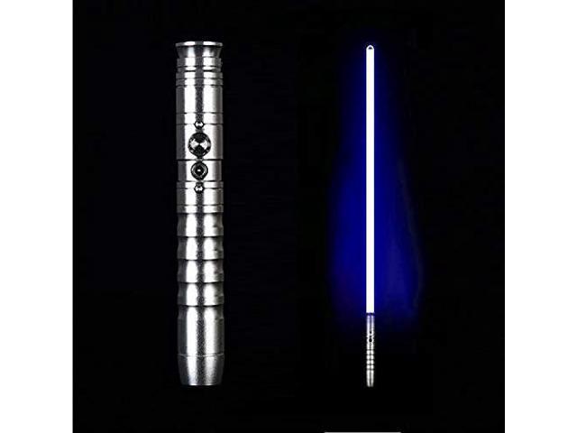 Lightsaber Jedi Sith Aluminum Hilt Changing Led Light Saber Support Heavy Dueling for Adult SilverHandle-blueLight