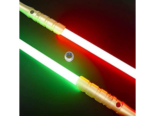 Classic Lightsaber Black Series RGB LED Light Saber Force FX Metal Aluminum Hilt, Heavy Dueling Blaster Sound 2set Gray