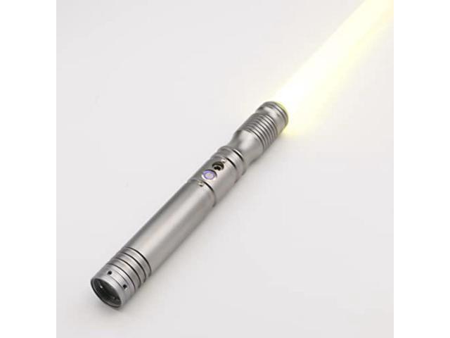 Light Up Saber with Metal Hilt, Force FX Heavy Dueling Light Sword Saber with RGB 12 Colors Changeable and 10 Sound Fonts Gray