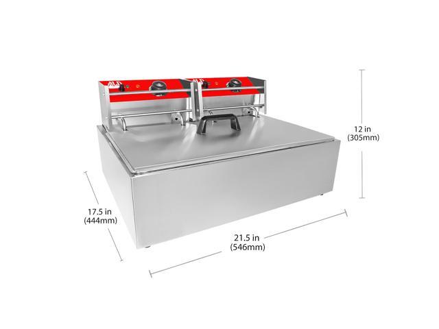 AR-HEF82 Double Deep Fryer 2-Basket Electric Fryer for Commercial Use Stainless Steel 12 L Capacity