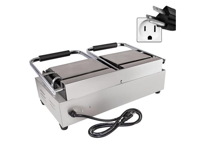 AP-691 Double Panini Press Half-Ribbed & Half-Flat Sandwich Maker Cast-Iron Plates Nonstick Coating