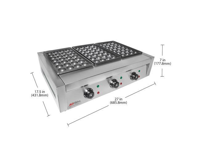 A-T608 Takoyaki Grill with Three Plates Electric Takoyaki Machine 84 Pcs Nonstick Stainless Steel