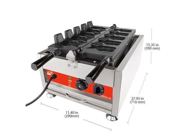 AR-1105 Taiyaki Machine Commercial 5 Open-Mouth Fish Shaped Waffles Stainless Steel Taiyaki Maker