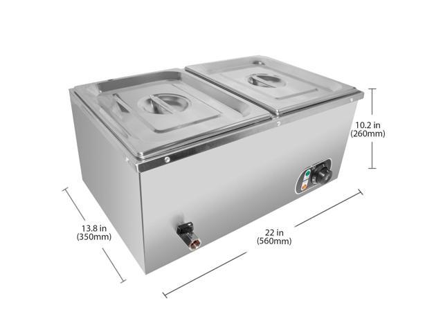 ALDKitchen Bain Marie Steam Warmer Electric Buffet Food Warmer Stainless Steel 2 tanks 110V
