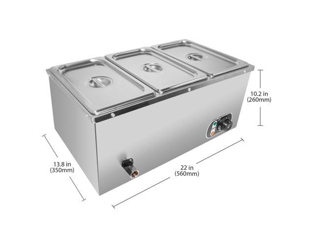 ALDKitchen Bain Marie Steam Warmer Electric Buffet Food Warmer Stainless Steel 3 Tanks 110V